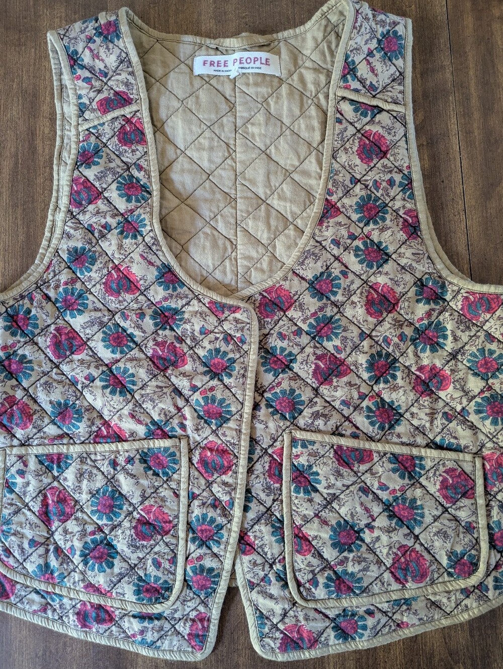 Free People Kenzie Quilted Open Vest Large